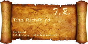 Titz Richárd névjegykártya