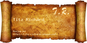 Titz Richárd névjegykártya